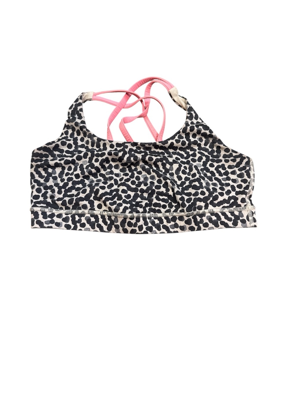 lululemon athletica Leopard Print Sports Bra with Pink Strappy Back
